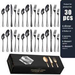 Black Stainless Steel Western Cutlery Spoon Set