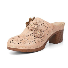 Women's PU Leather Round Head Slip-On Clogs Shoes