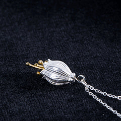 S925 Silver Flower Pendant Vintage Style Necklace