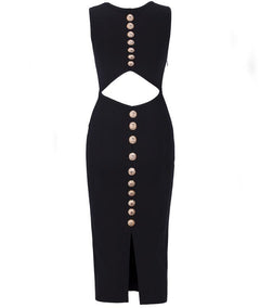 Slim-fit Round Neck Waist-baring Dress