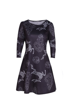 Multi-Flower Christmas Print Dress for Women