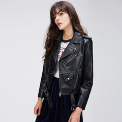 Short Leather Jacket - Biker Style