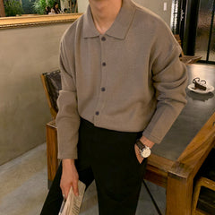MYQ Men's Fall Knit Cardigan - Loose Polo Sweater