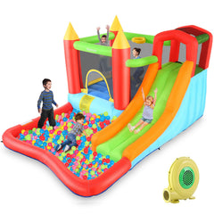 HYPOAI Bounce HouseInflatable Bounce Castle with Blower for Kids 3-12Outdoor/Indoor Bouncy House Water Park for Backyard with Splash SlideClimbing WallBall PitJumping Area (146" x 103" x 73")