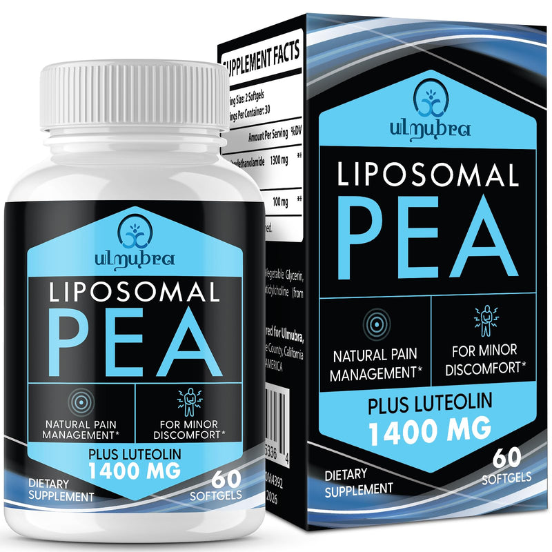 Ulmubra Liposomal Palmitoylethanolamide 1300 MG Plus Luteolin 100 MG Superior Absorption Micronized Pea Supplement for Discomfort Management 120 Softgels