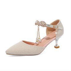 Cute Pearl Stiletto Heels for Girls - Party Shoes
