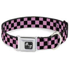 Buckle-Down Checker Black/Baby Pink Dog Collar Bone Wide Medium/16-23"