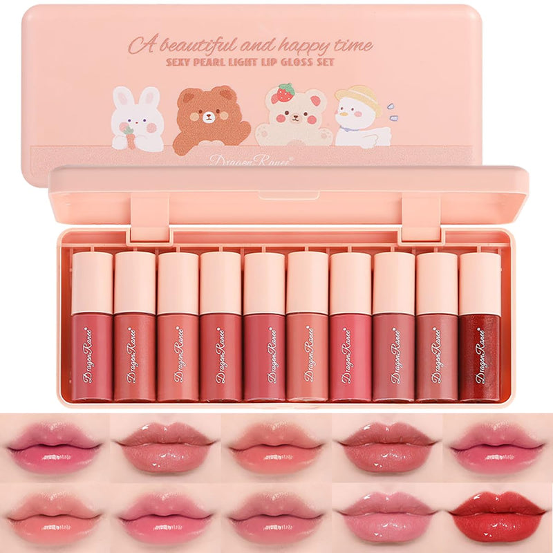 Alisesun 10 Colors Lip Tint Stain Set Korean Plumping Lip Gloss Watery Lip Stain Multi-use for Mini Liquid Lipstick & Cheek Tint Long Lasting Vivid Color # 03