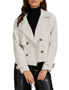 luvamia Jackets for Women Fashion Office Jackets for Women Womens Winter Trench Coat Cute Clothes Womens Office Attire Womens Clothes Womens Winter Coats Light Gray X-Large Fits Size 16 / Size 18