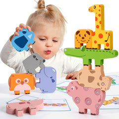 Montessori Toys for 2 3 4 Year Old 10pcs Wooden Animal Blocks Sorting & Stacking Toys for 2-4 Year Old Toddlers Girl Boy Gifts Kids Preschool Educational Toys Fine Motor Skills Learning Games