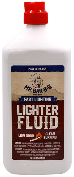 1 Quart Lighter Fuel Bottle Clean Burning & Fast Lighting Lighter Fluid Charcoal Lighter Fluid Perfect Fire Starter for Outdoor Charcoal & Wood Fires Bonfires Camping and Grilling by Mr. Bar-B-Q
