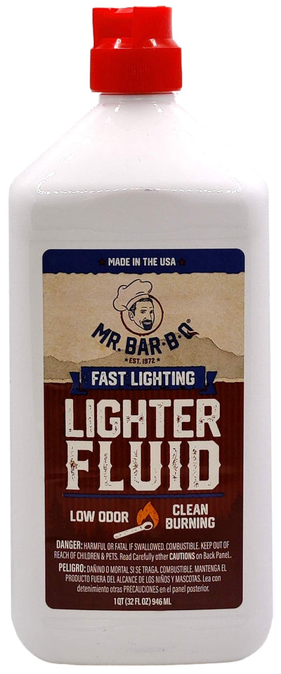 1 Quart Lighter Fuel Bottle Clean Burning & Fast Lighting Lighter Fluid Charcoal Lighter Fluid Perfect Fire Starter for Outdoor Charcoal & Wood Fires Bonfires Camping and Grilling by Mr. Bar-B-Q