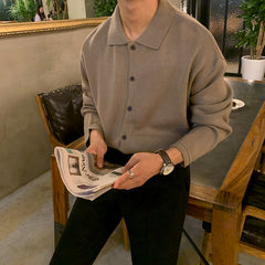 MYQ Men's Fall Knit Cardigan - Loose Polo Sweater