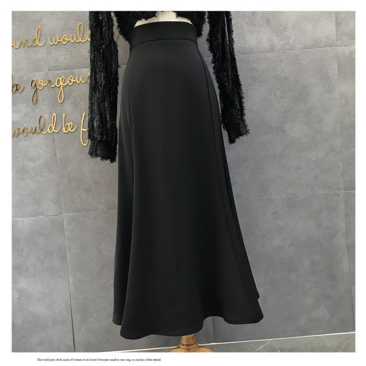 A-Line High Waist Slimming Midi Skirt with Zipper
