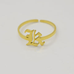 Vintage English Alphabet Ring in 18K Vacuum Plating