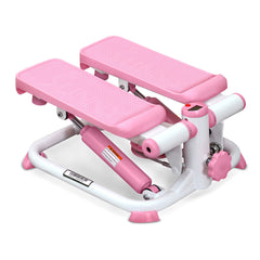 Sunny Health & Fitness Mini Stepper for Exercise Low-Impact Stair Step Cardio Equipment with Resistance Bands Digital Monitor Up Down Pink - P2000