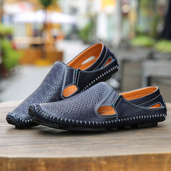 Genuine Leather Casual Men's Sandals - Summer Flat