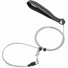 Mycicy 4/6FT Cable Slip Lead Dog Leash Chew Proof Steel Wire Dog Leash with Reflective Soft Nylon Handle for Teething Puppies Small Medium Dogs Training Cord Leads (6ft)