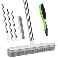 Pet Hair Removal Rubber Broom Carpet Brush with Squeegee for Cleaning Pet Hair Hair Fur Remover Silicone Dog Hair Floor Brush Dual-Sided for Pet Grooming and Lint Removal for Couch and Clothes