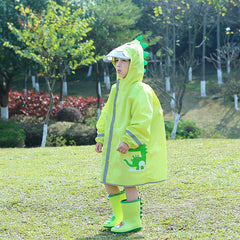 Reflective Dinosaur Raincoat for Kids with Backpack Slot