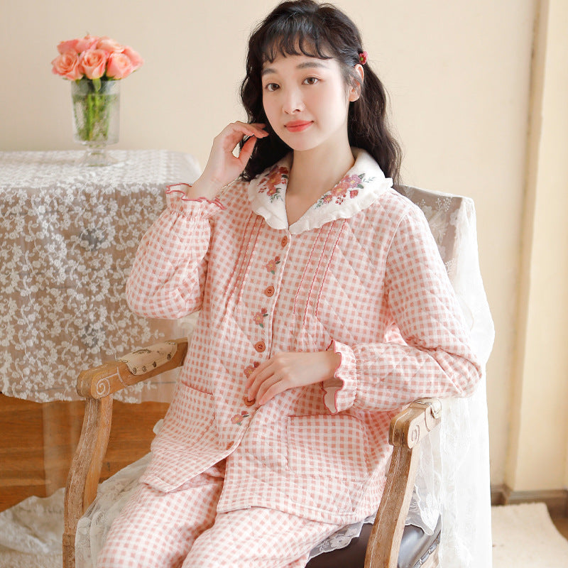 Women's Soft Cotton Pajama Set for Autumn and Winter