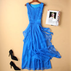 Slim Fitting White Silk Maxi Dress