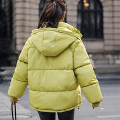 Chic Short Cotton Padded Jacket with Loose Fit