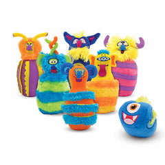 Melissa & Doug Fuzzy Monster Bowling Pins & Ball With Mesh Storage Bag (8-Piece Set) - Toddler Plush Indoor Bowling Set Monster Bowling Set For Toddlers And Kids Ages 2+