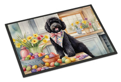 Decorating Easter Portuguese Water Dog Doormat