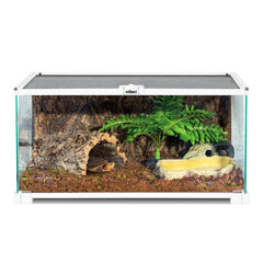 OIIBO 10 Gallon Glass Reptile Tank 20" X 12" X 10" Medium Reptile Terrarium with Sliding Screen Top for Gecko Hermit Crab Snake Reptiles and Small Animals