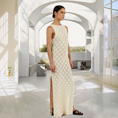 New Women’s Sexy Sheer Knitted Lace Maxi Dress