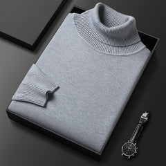 Slim-Fit Solid Color Turtleneck Pullover Sweater