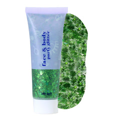CCbeauty Green Body GlitterFace Glitter GelSinger Concerts Music Festival Rave AccessoriesSequins Glitter Face PaintChunky Glitter for Eye Lip HairSparkling Holographic Gel for Women50ml