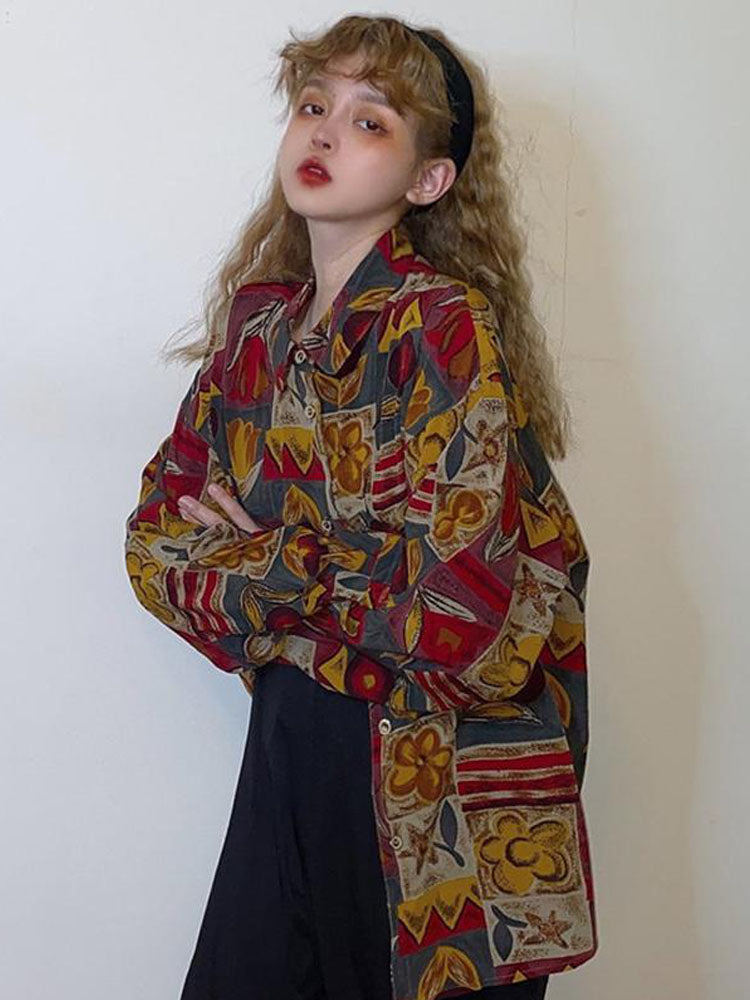 Vintage Oversized Long Sleeve Yuansu Shirt for Autumn
