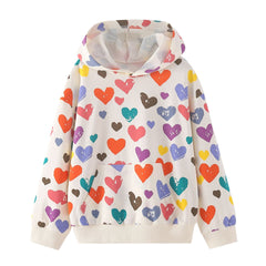 Pastoral Rainbow Striped Pullover Hooded Sweater for Kids