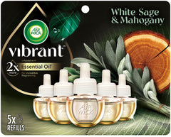 Air Wick Plug in Scented Oil Refill 5ct White Sage & Mahogany Air Freshener Essential Oils