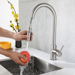 Retractable Gold and Black Kitchen Faucet with Swivel