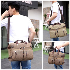 Large 3-in-1 Canvas Business Bag for 17-inch Laptop