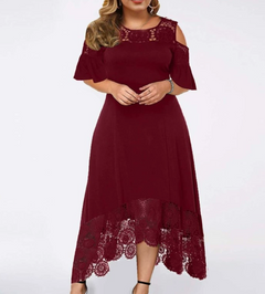 Trendy Plus-Size Gradient Lace Shoulder Dress for Women