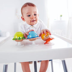 Hape Put-Stay Rattle Set | Three Sea Animal Suction Rattle Toys Baby Educational Toy Set