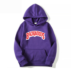 Men's Pullover Hoodie with BACKWOODS Print (Hip-Hop)
