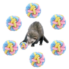 HAICHEN TEC 6 Pack Ferret Toys Ball Colorful Bouncy Rubber Balls with Bell Inside Cat Teeth Grinding Wiggle Ball Interactive Sound Toy Exercise Scratch Chew Toys for Small Animals (Pink)