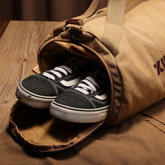 Men's Large Capacity Canvas Travel Fitness Bag with Pocket