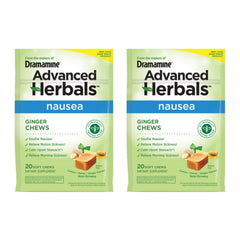Dramamine Ginger Chews Helps with Nausea Lemon Honey Ginger Flavor 20 Soft Chews (Pack of 2)
