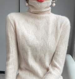 Autumn Winter High Neck 100% Cashmere Sweater for Women