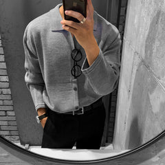 MYQ Men's Fall Knit Cardigan - Loose Polo Sweater