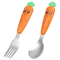 Hohopeti 1 Set and Steel Utensils Toddlers Fork Cutlery Silverware Scraping Tableware for Dinnerware Forks Flatware Childrens Shape Toddler Carrot Spoon Kids Stainless Spoons Baby