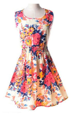 2018 Summer Plus Size Floral Chiffon Dress and Skirt
