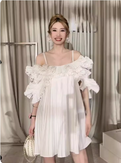 One-Shoulder Ruffled Lace Strap Dress