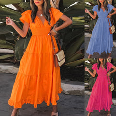 Women's Short Sleeve Midi Dress in Fashion Style